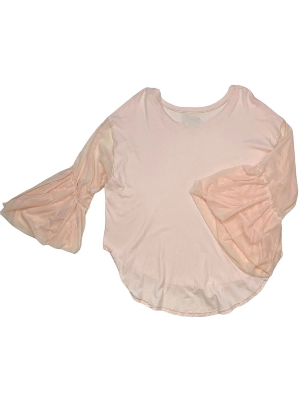 Free People Still Got It Tee Top S Pink Oversized Mesh Bell Sleeves - Picture 14 of 16